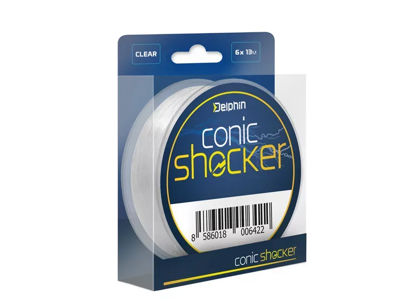 Kónuszos dobó előke Delphin Conic SHOCKER / 6x13m 0.26mm-0.45mm monofil előkezsinór